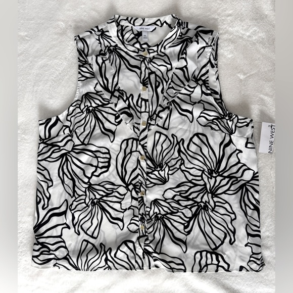 NWT Nine West Ruffle Sleeveless Blouse, Size XXL - Picture 5 of 13